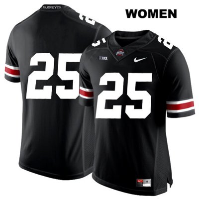 Women's NCAA Ohio State Buckeyes Brendon White #25 College Stitched No Name Authentic Nike White Number Black Football Jersey MF20A08KB